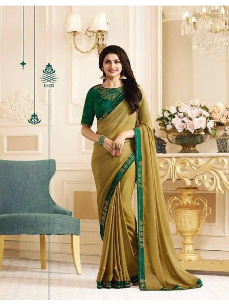 Gazal Fashions Georgette Printed Saree With Unstitched Blouse Piece ( Yellow ) Gazal Fashions Georgette Printed Saree With Unstitched Blouse Piece ( Yellow )