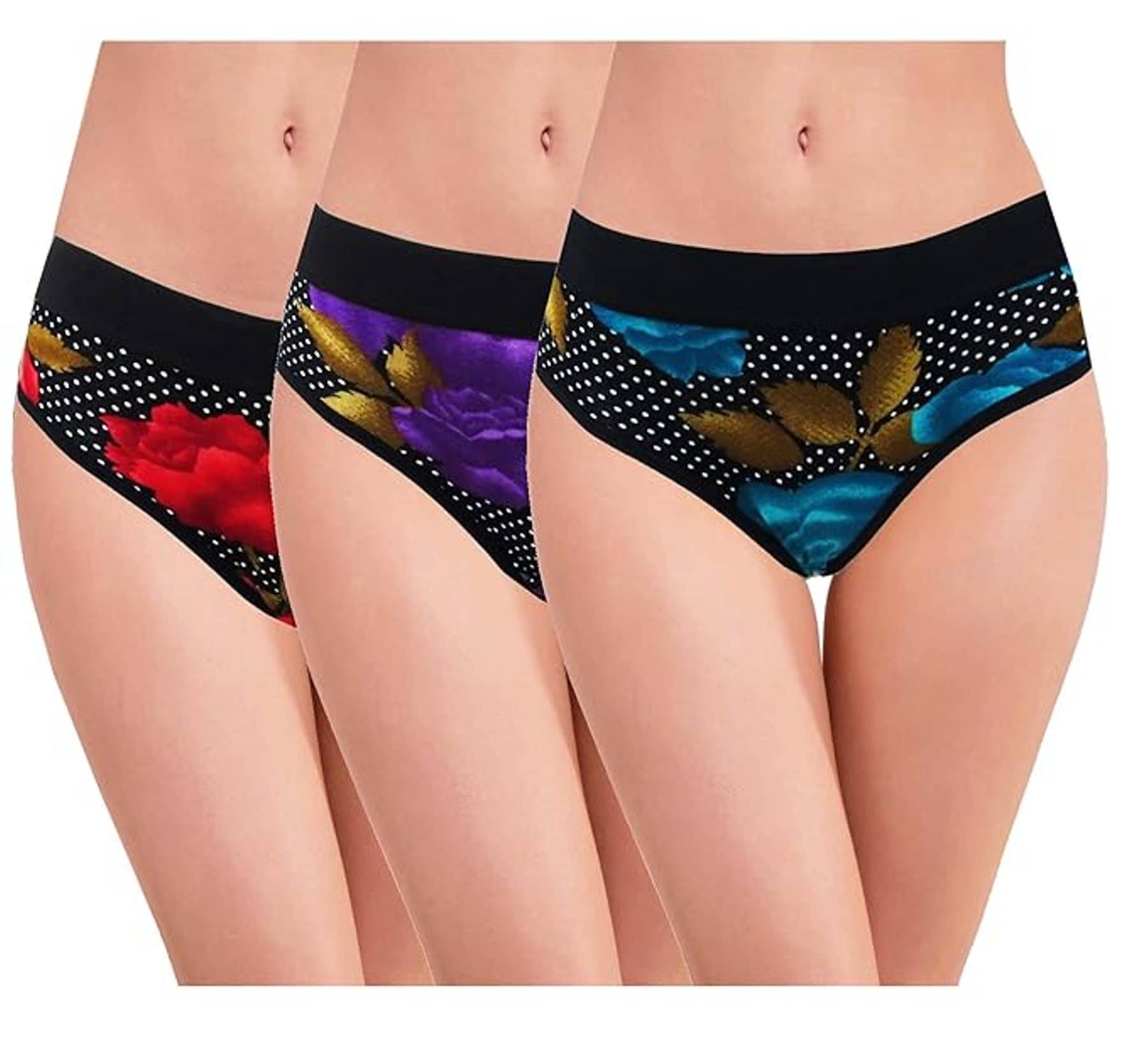 KIDBIRD Pack of 3 Cotton Women's Briefs ( Multicolor ) RupaKid06