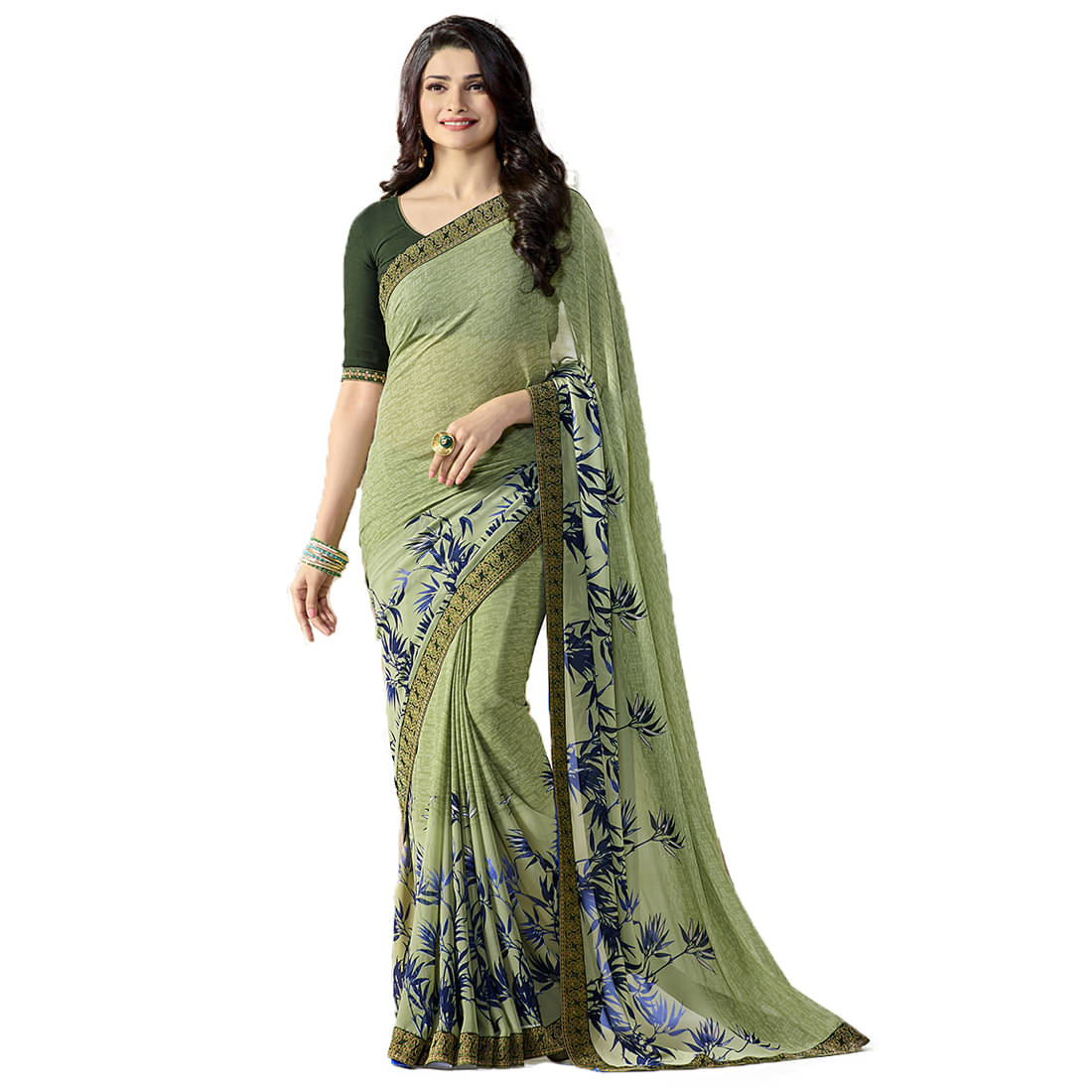 KSNDV Trendz Georgette Printed Saree With Unstitched Blouse Piece ( Mint Green ) KSNDV Trendz Georgette Printed Saree With Unstitched Blouse Piece ( Mint Green )