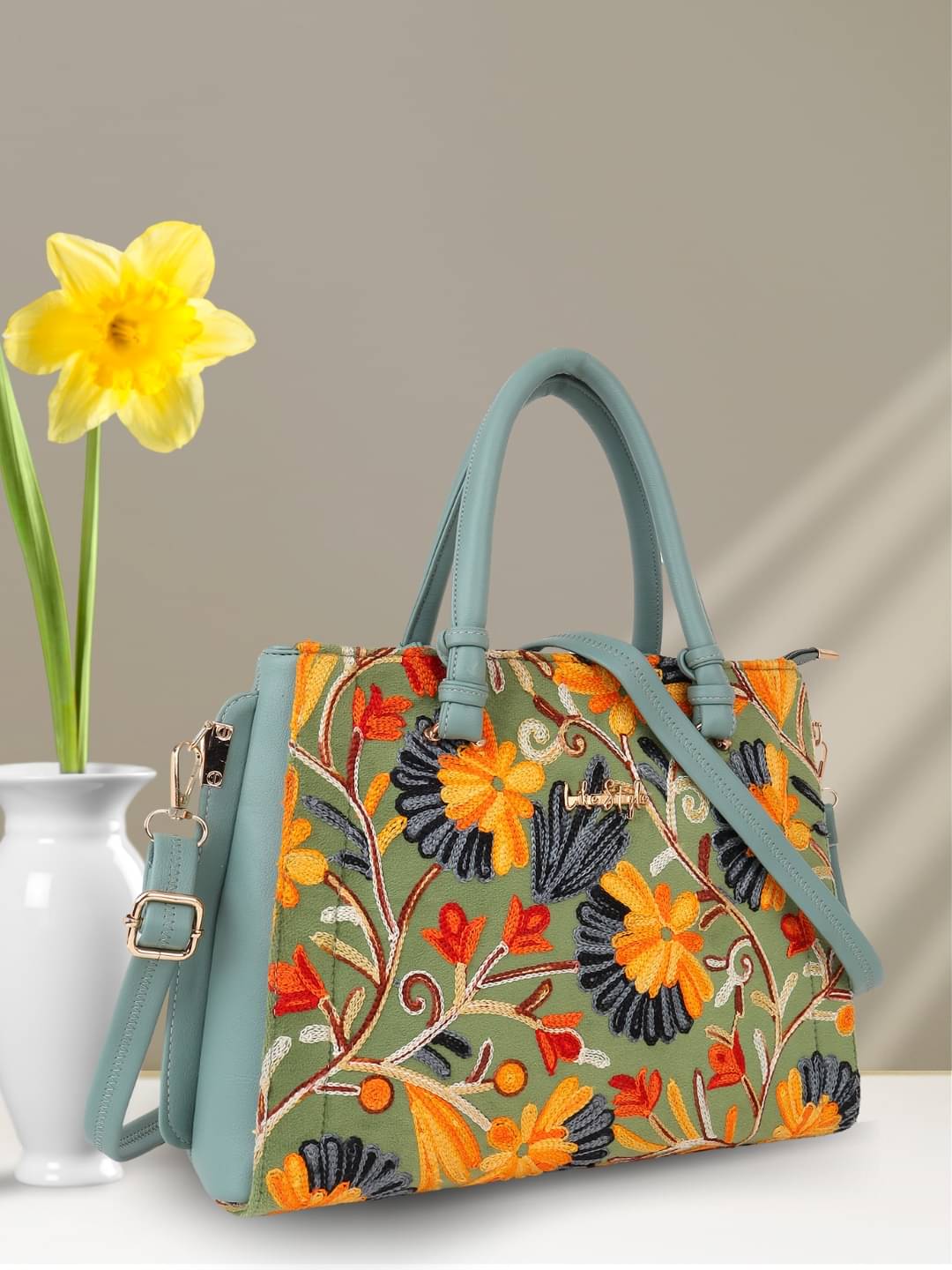     			LIKE STYLE Handheld Bag PU Set of 1 ( Sea Green )