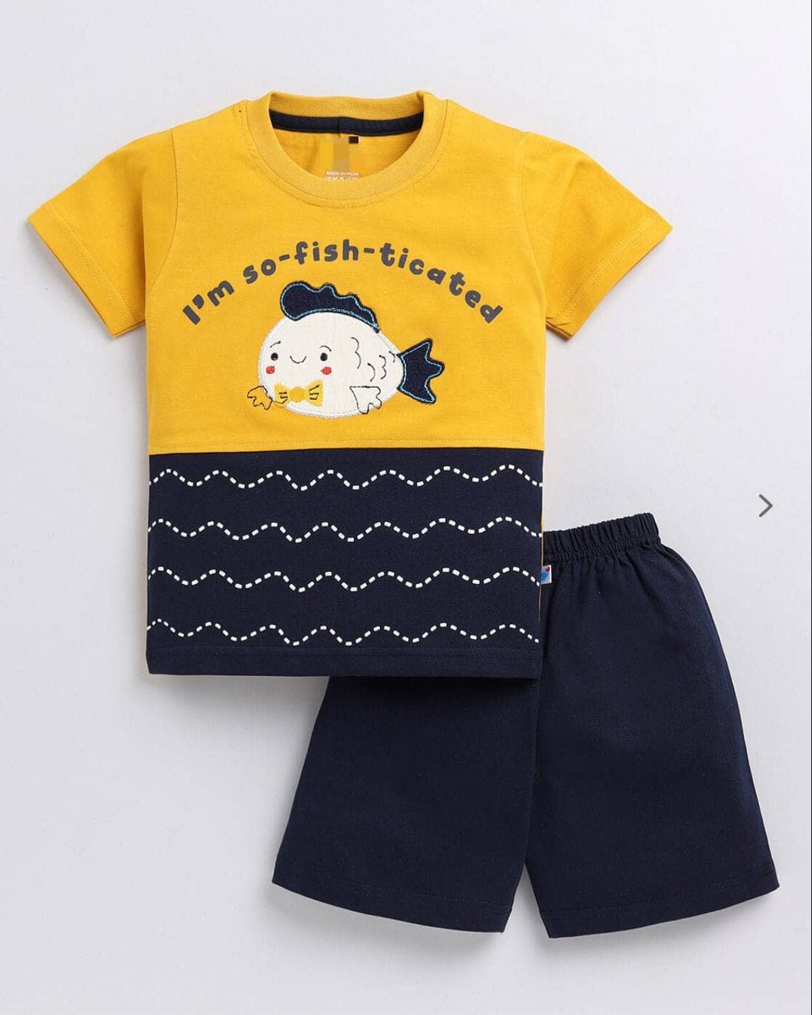 MUSNAH GARMENTS Pack of 1 Boys Cotton T-Shirt & Shorts Set ( Gold )