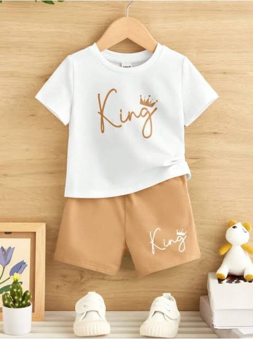 MUSNAH GARMENTS Pack of 1 Boys Cotton T-Shirt & Shorts Set ( White ) MUSNAH GARMENTS Pack of 1 Boys Cotton T-Shirt & Shorts Set ( White )