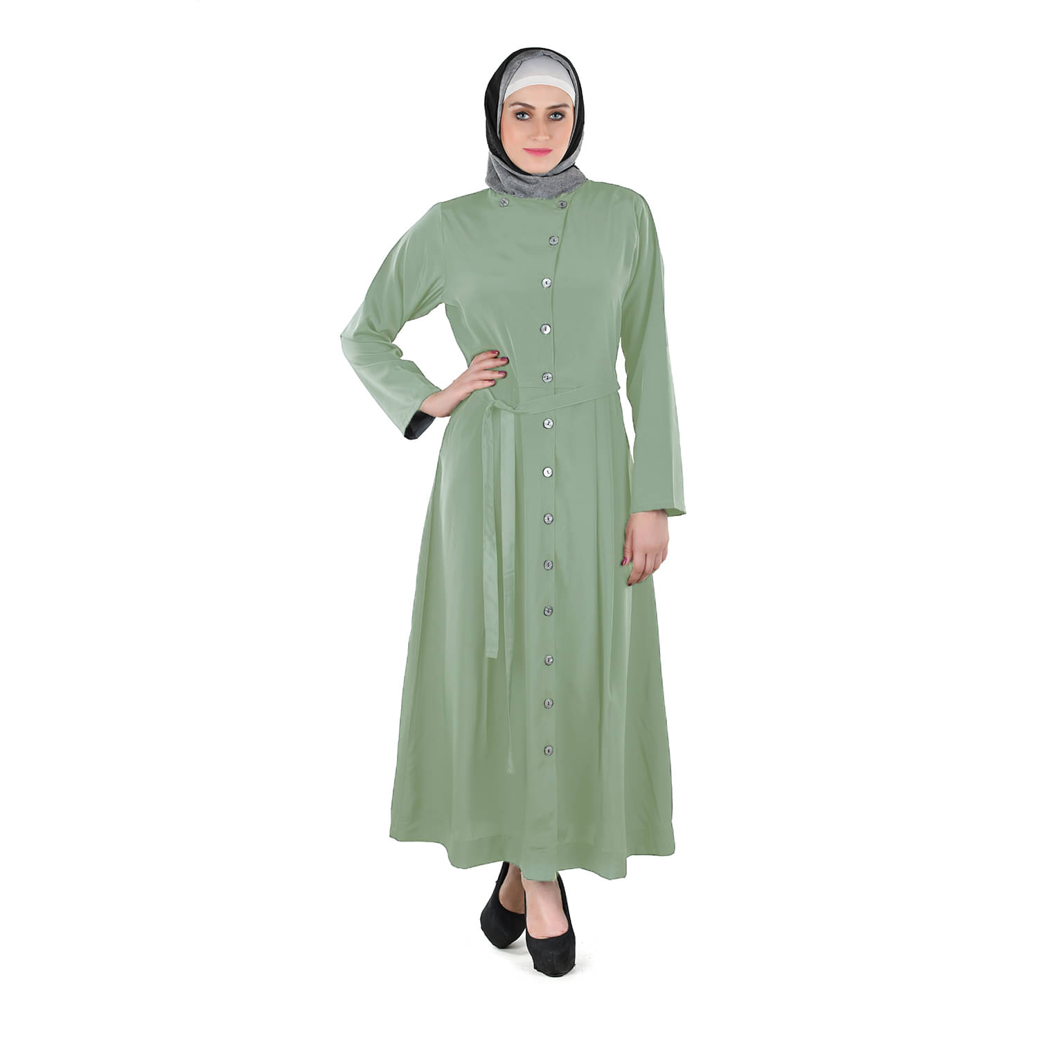     			Momin Libas Green Polyester Stitched Burqas without Hijab - Single