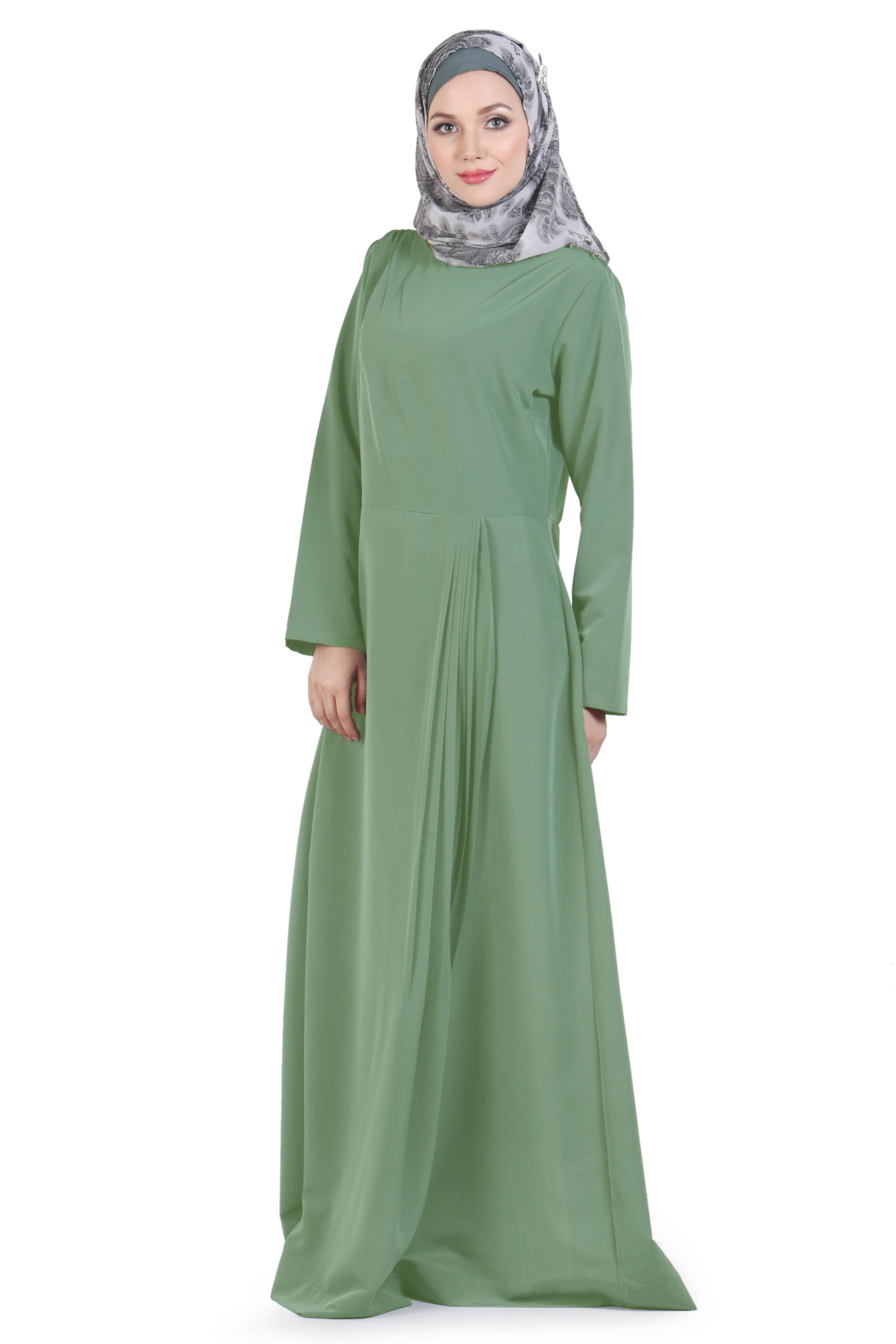 Momin Libas Green Polyester Stitched Burqas without Hijab - Single Momin Libas Green Polyester Stitched Burqas without Hijab - Single