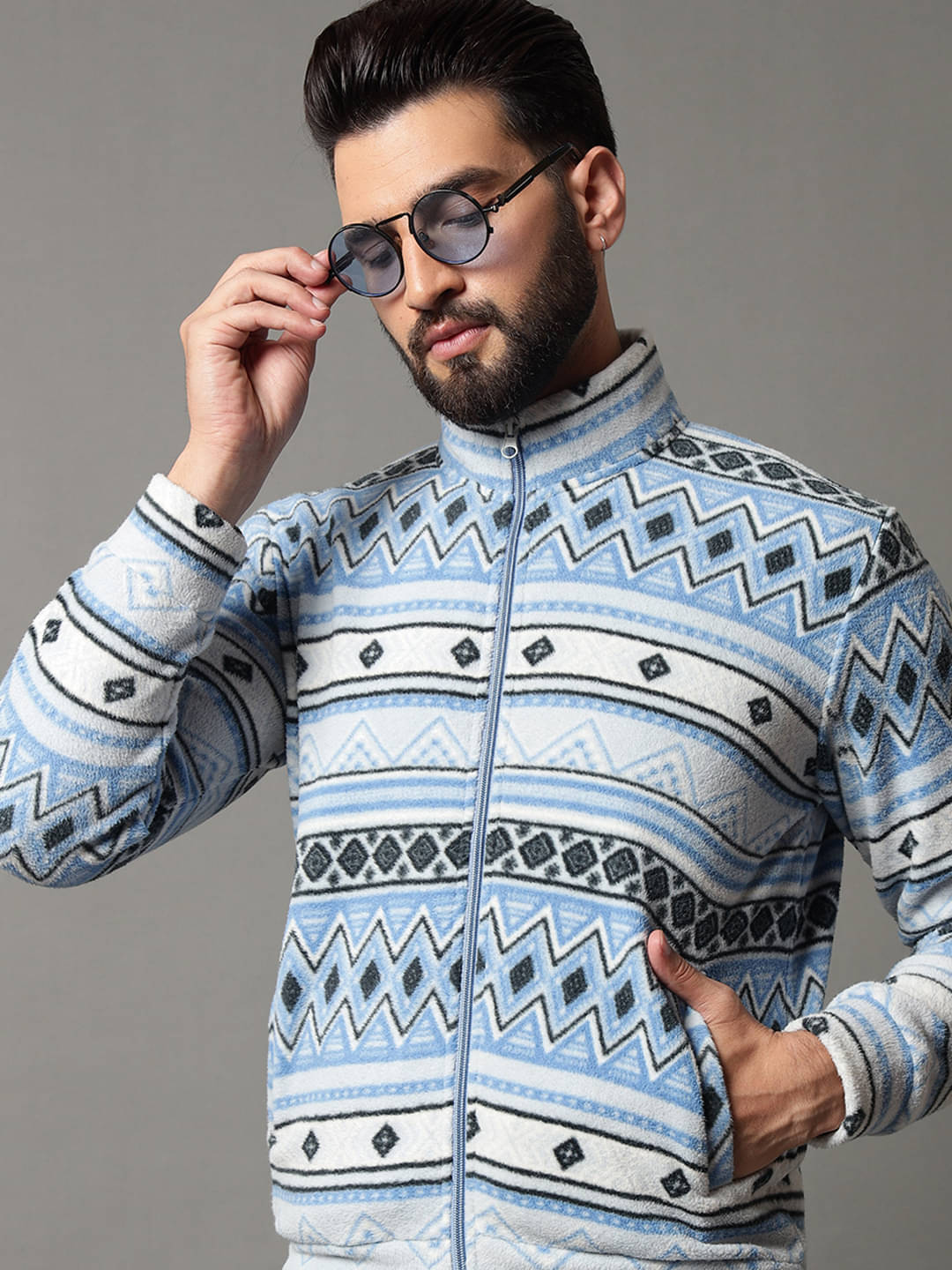     			OGEN Polyester High Neck Men's Sweatshirt - Light Blue ( Pack of 1 )
