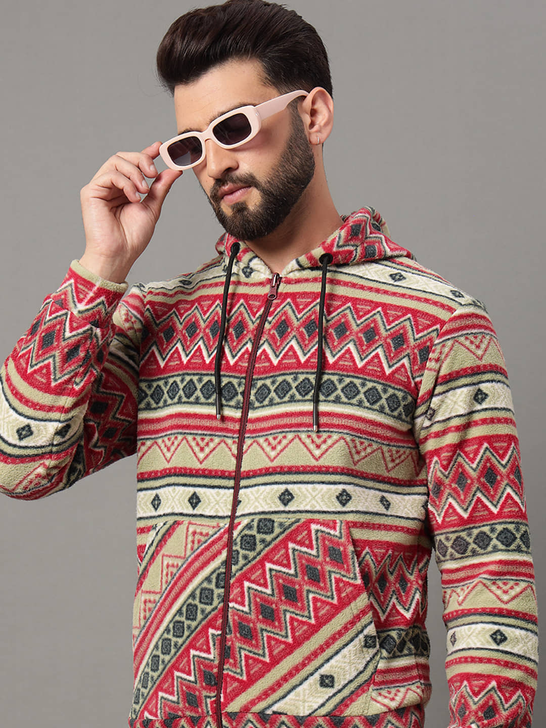 OGEN Polyester Hooded Men's Sweatshirt - Cream ( Pack of 1 )