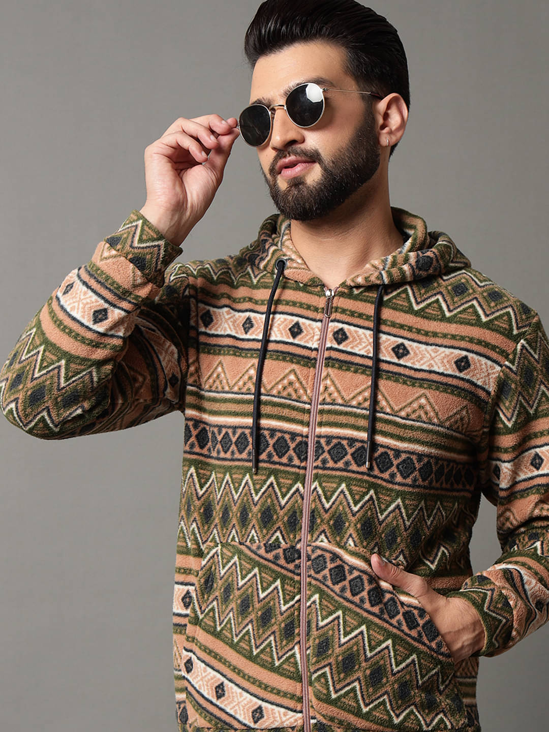     			OGEN Polyester Hooded Men's Sweatshirt - Beige ( Pack of 1 )