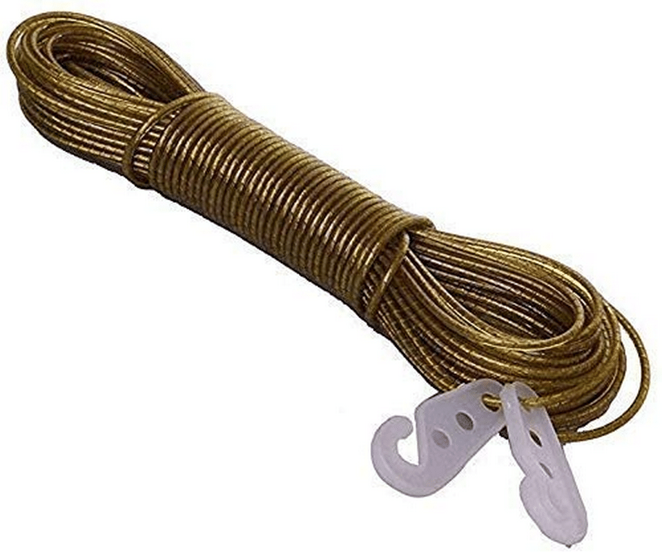     			(Pack Of 1) 20 Meter PVC Coated Steel Anti-Rust Wire Rope Washing Line Clothesline with 2 Plastic Hooks