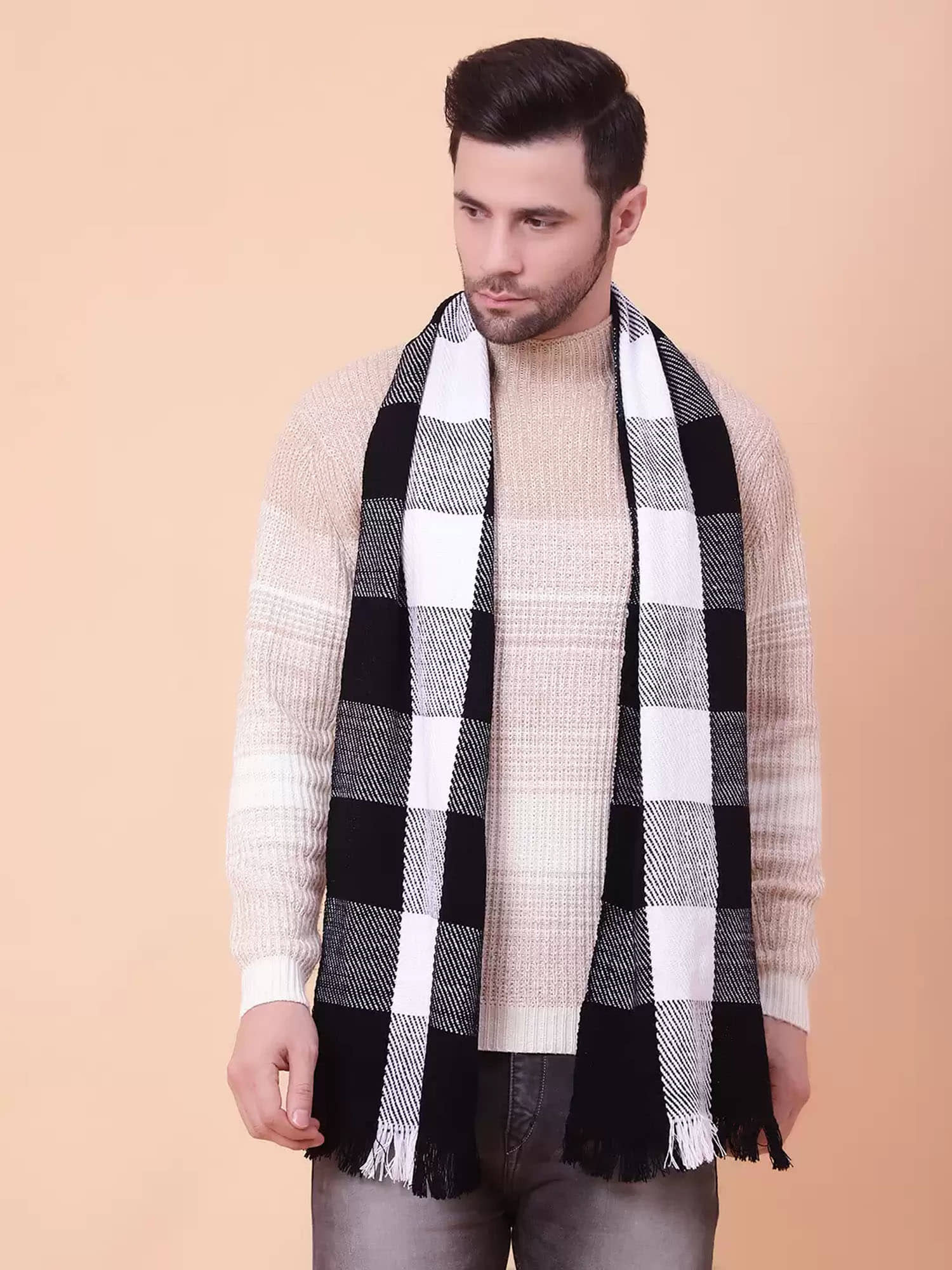 Paryag Black Woolen Men's Scarves ( Pack of 1 )