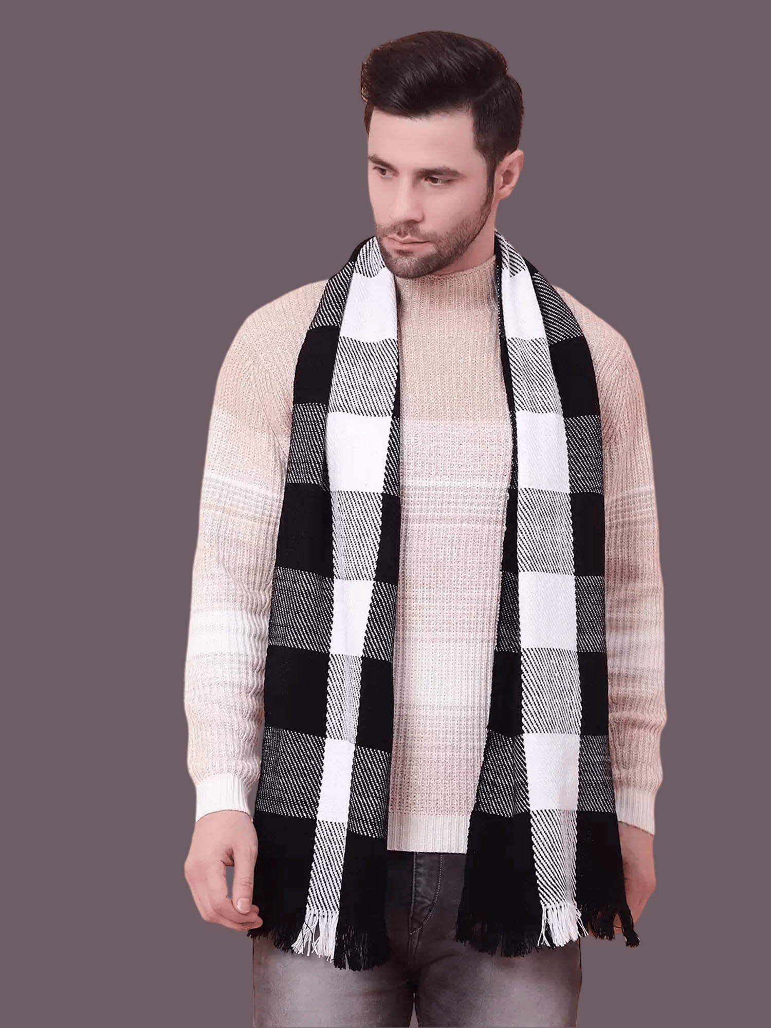 Paryag Black Woolen Men's Scarves ( Pack of 1 )