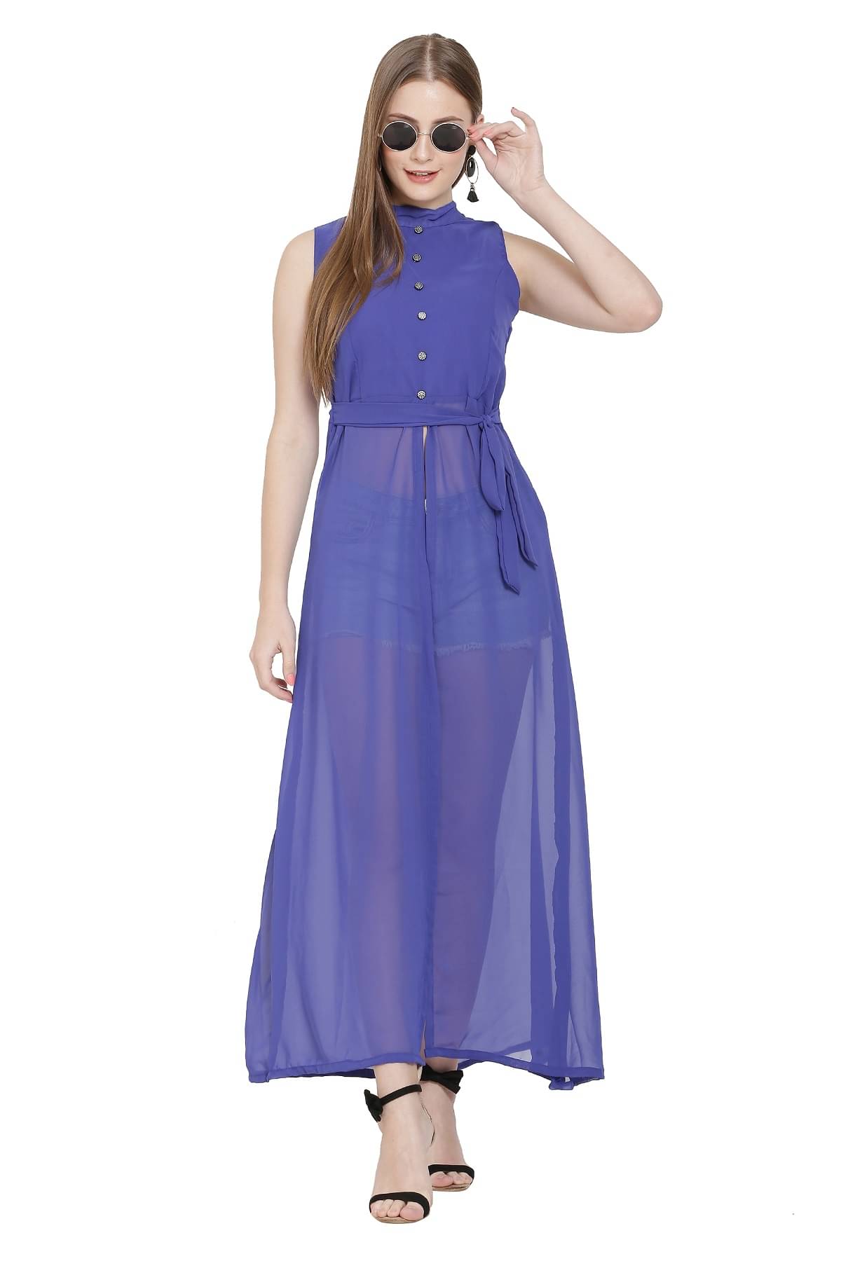READYON Women's Georgette Tunic ( Blue ) READYON Women's Georgette Tunic ( Blue )