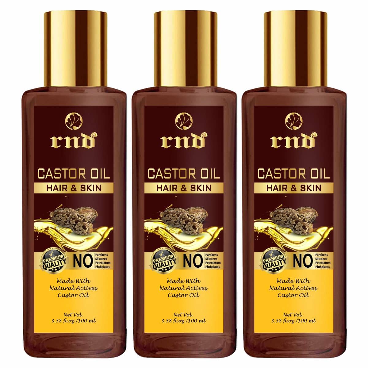 Cold Pressed Castor Oil For Hair Growth |100% Pure & Organic - Pack of 3 Hair Oil