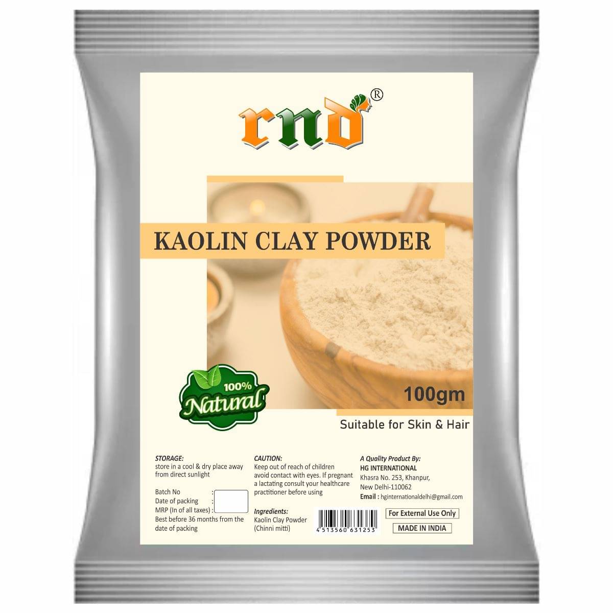     			100% Natural Kaolin Clay Powder