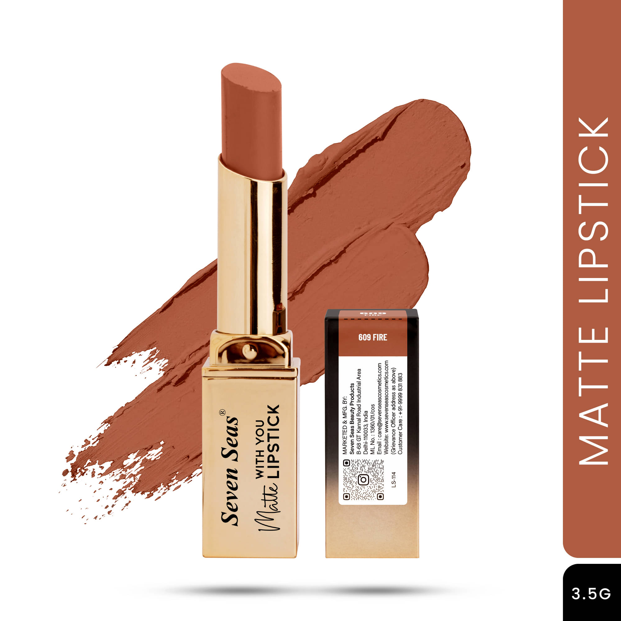     			Seven Seas Long Lasting , Matte Finish , Longwear , Matte With You Lipstick (Fire 3.5g)