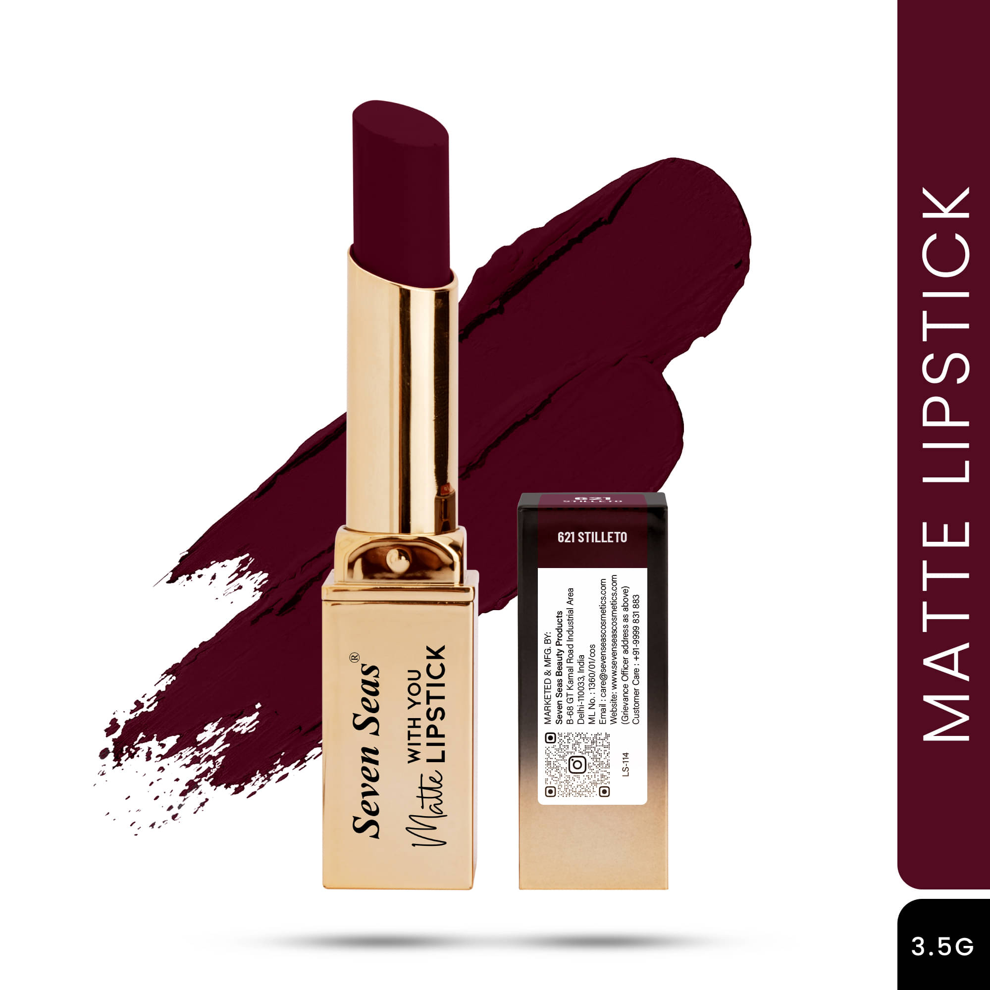 Seven Seas Long Lasting , Matte Finish , Longwear , Matte With You Lipstick (Stilleto 3.5g)     			Seven Seas Long Lasting , Matte Finish , Longwear , Matte With You Lipstick (Stilleto 3.5g)