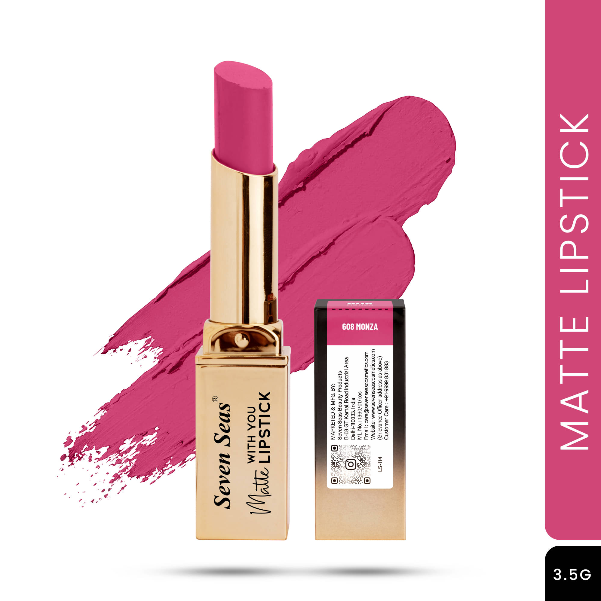 Seven Seas Long Lasting , Matte Finish , Longwear , Matte With You Lipstick (Monza 3.5g) Seven Seas Long Lasting , Matte Finish , Longwear , Matte With You Lipstick (Monza 3.5g)