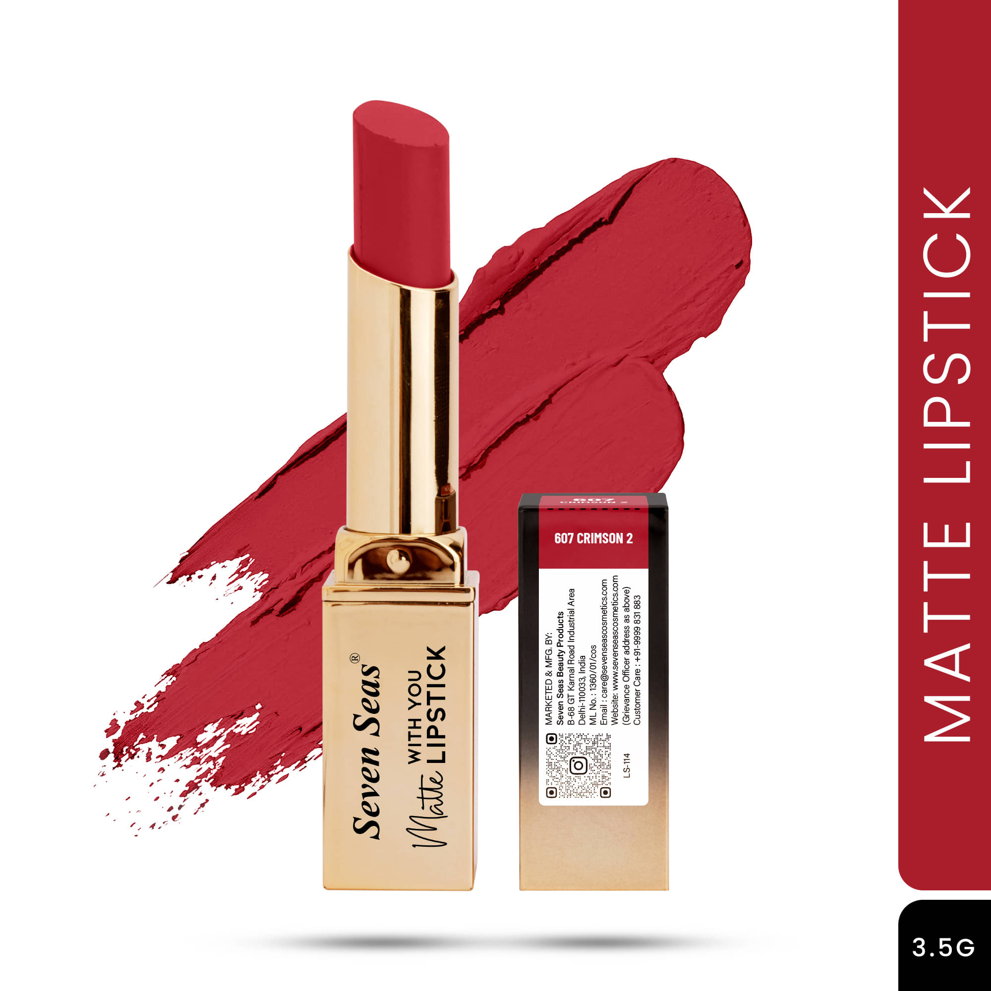     			Seven Seas Long Lasting , Matte Finish , Longwear , Matte With You Lipstick (Crimson-2 3.5g)