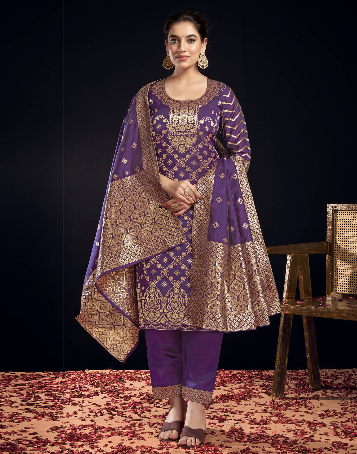 Skylee Silk Blend Embellished Kurti With Pants Women's Stitched Salwar Suit - Wine ( Pack of 1 ) Skylee Silk Blend Embellished Kurti With Pants Women's Stitched Salwar Suit - Wine ( Pack of 1 )