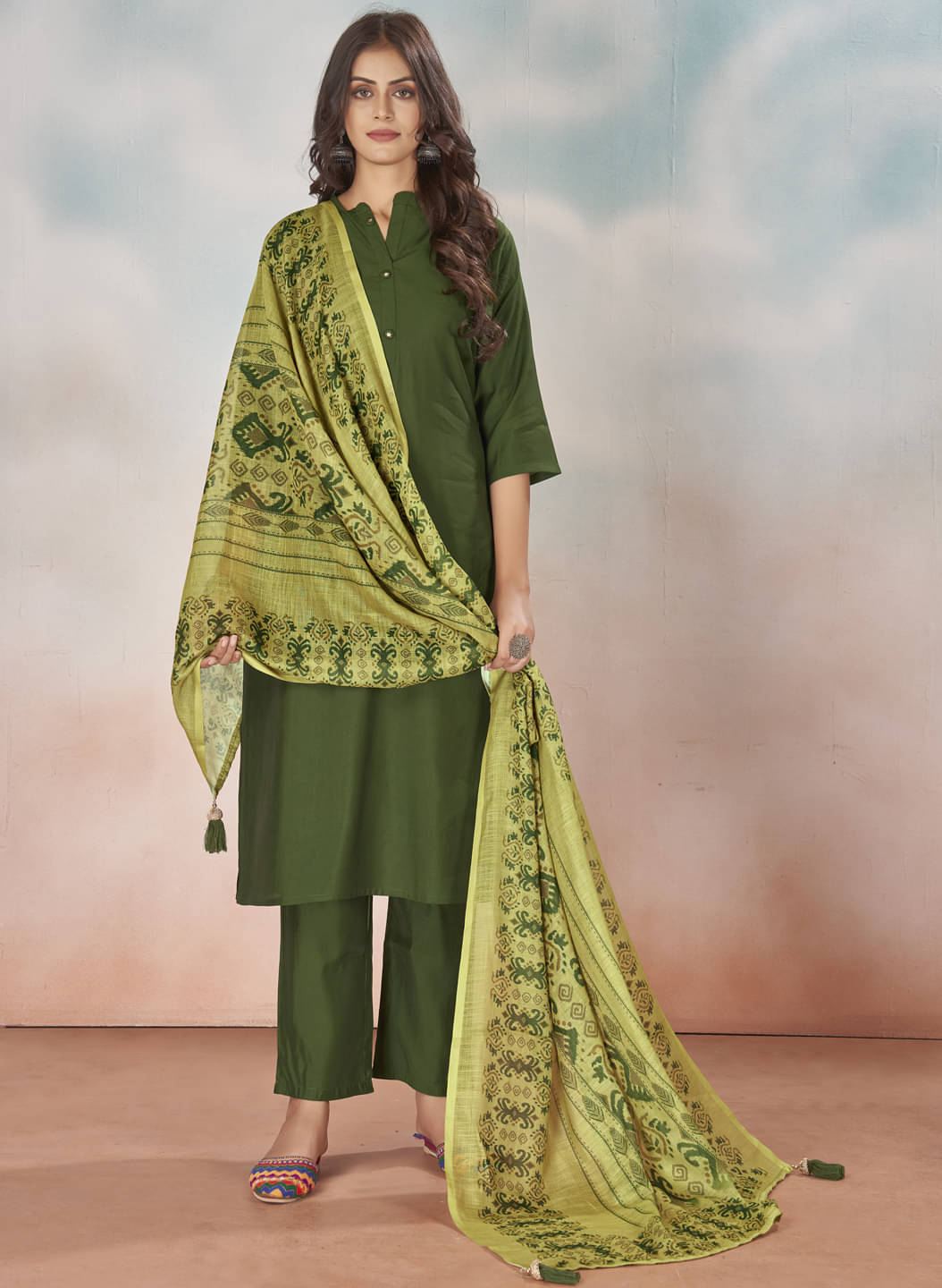     			Style Samsara Silk Solid Kurti With Pants Women's Stitched Salwar Suit - Green ( Pack of 1 )