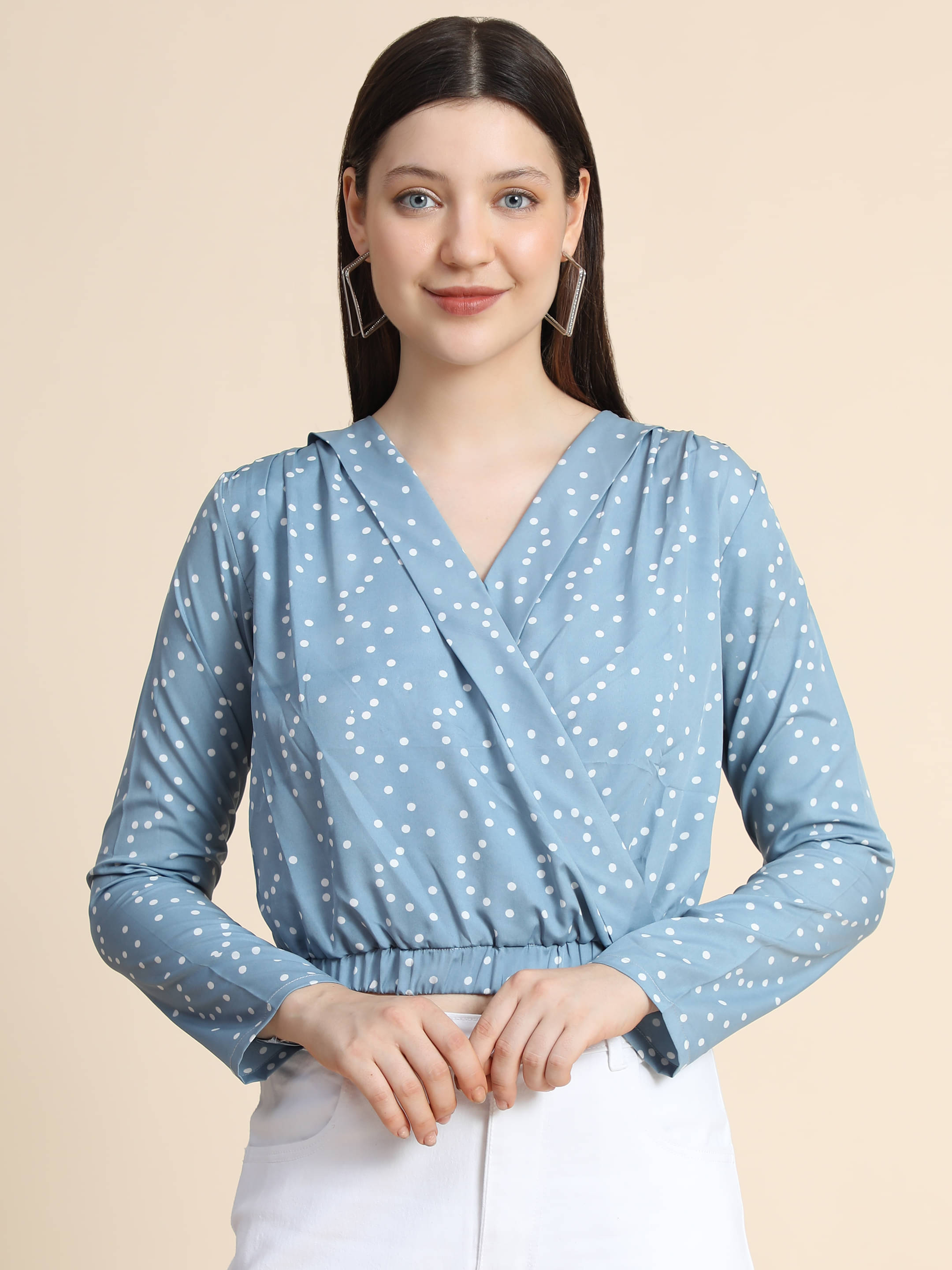TOOCHKI Women's Polyester Crop Top ( Light Blue ) TOOCHKI Women's Polyester Crop Top ( Light Blue )