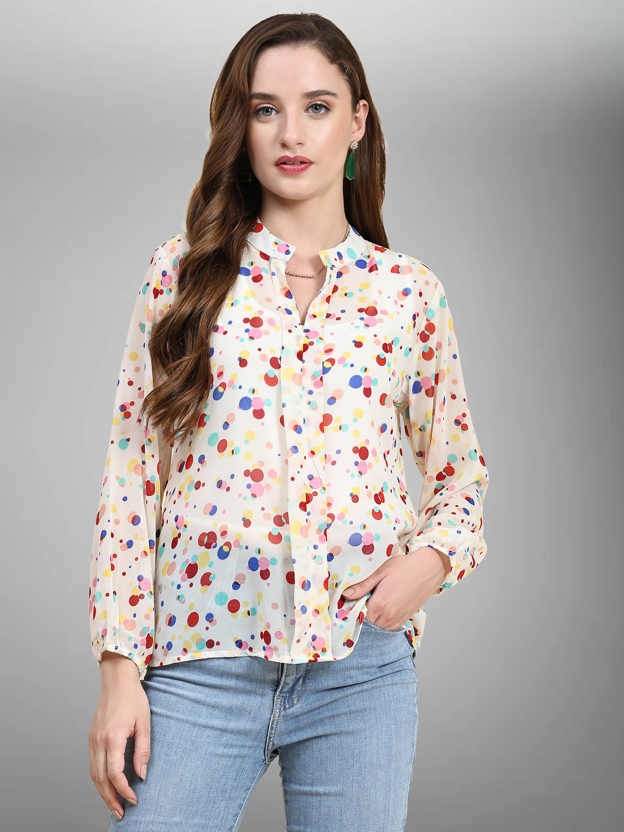     			TOOCHKI Women's Georgette Regular Top ( Off White )