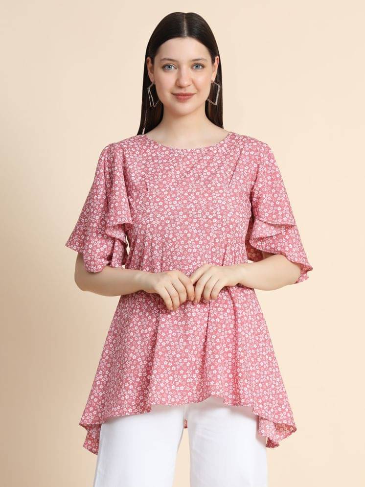     			TOOCHKI Women's Polyester Asymmetrical Top ( Pink )