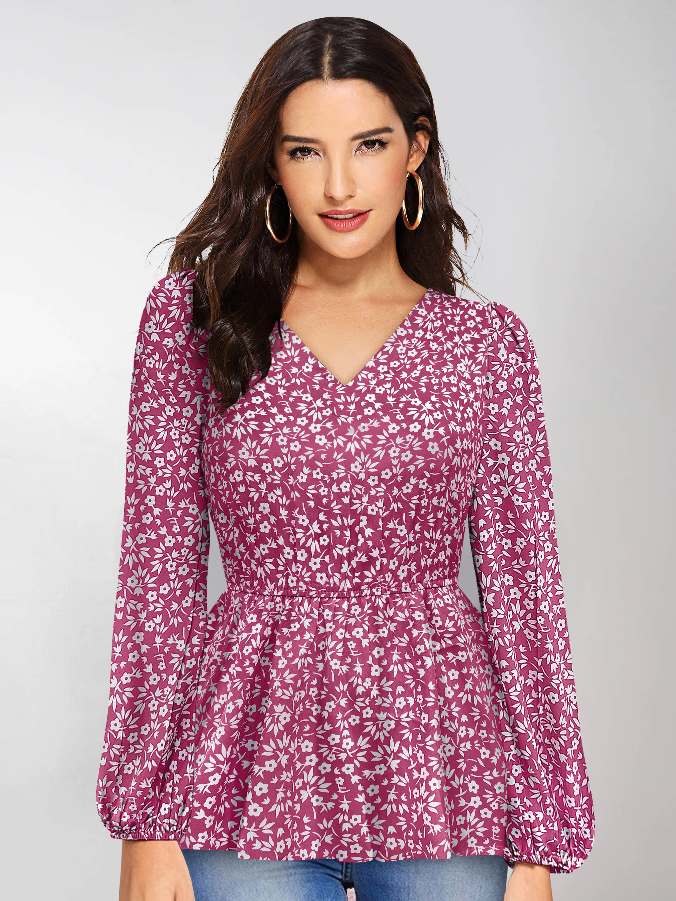 TOOCHKI Women's Polyester Peplum Top ( Pink )     			TOOCHKI Women's Polyester Peplum Top ( Pink )