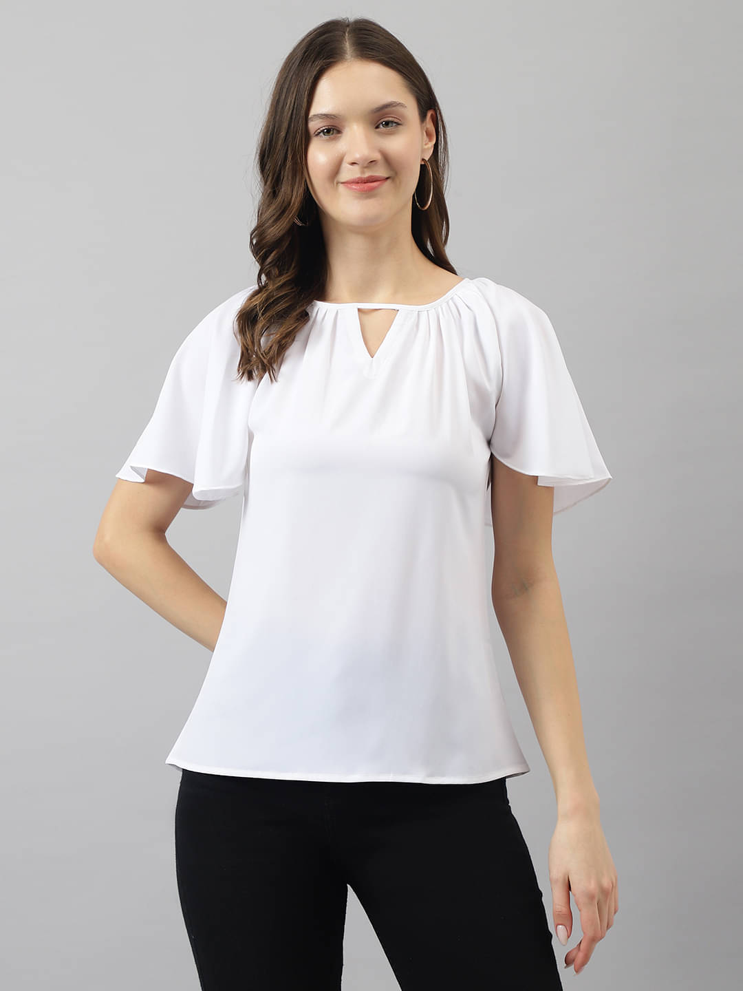 TOOCHKI Women's Rayon Regular Top ( White )     			TOOCHKI Women's Rayon Regular Top ( White )
