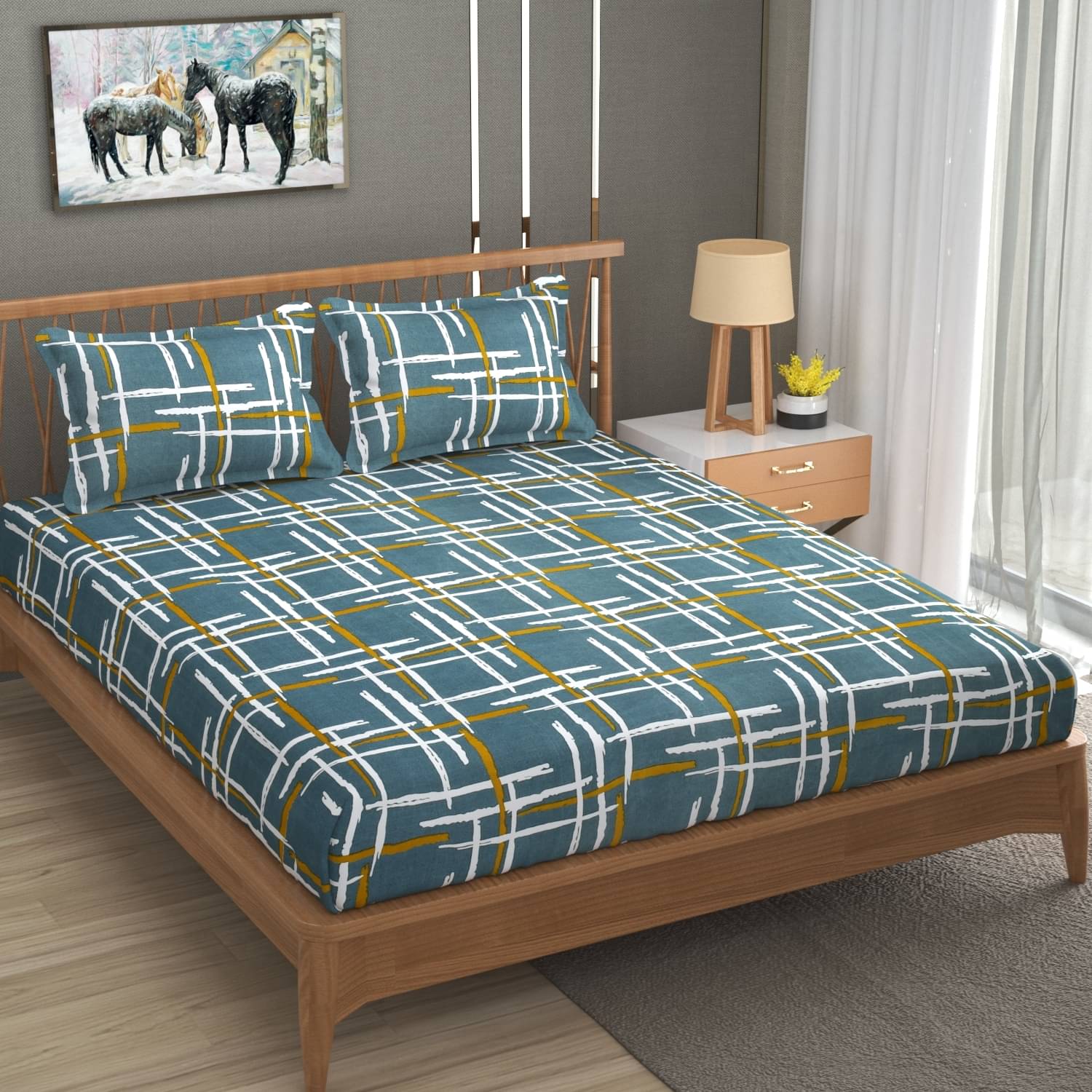     			UrbanArts Microfiber 1 Double Bedsheet with 2 Pillow Covers ( Green )
