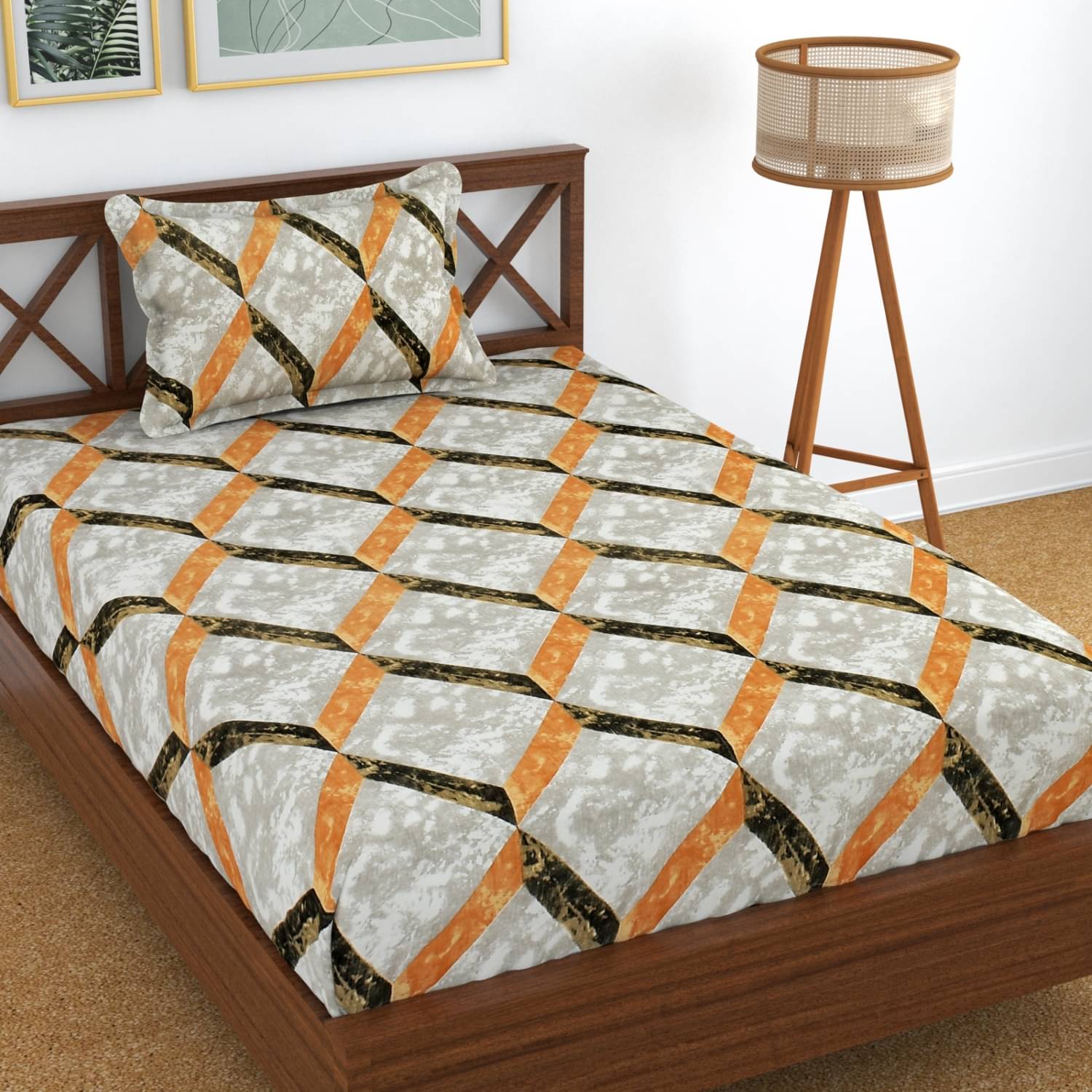 UrbanArts Microfiber 1 Single Bedsheet with 1 Pillow Cover ( Orange ) UrbanArts Microfiber 1 Single Bedsheet with 1 Pillow Cover ( Orange )