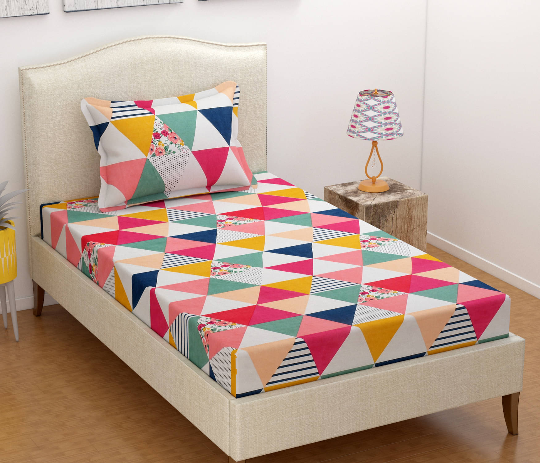 UrbanArts Microfiber 1 Single Bedsheet with 1 Pillow Cover ( Multicolor ) UrbanArts Microfiber 1 Single Bedsheet with 1 Pillow Cover ( Multicolor )