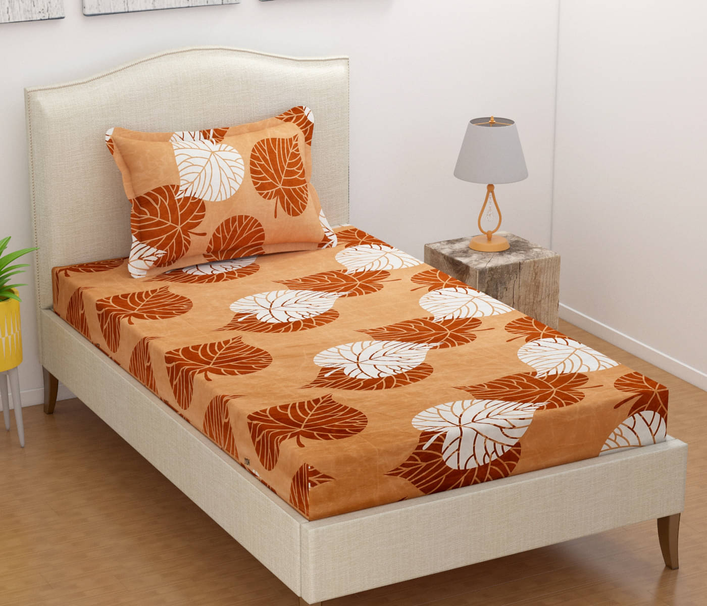     			UrbanArts Microfiber 1 Single Bedsheet with 1 Pillow Cover ( Copper )