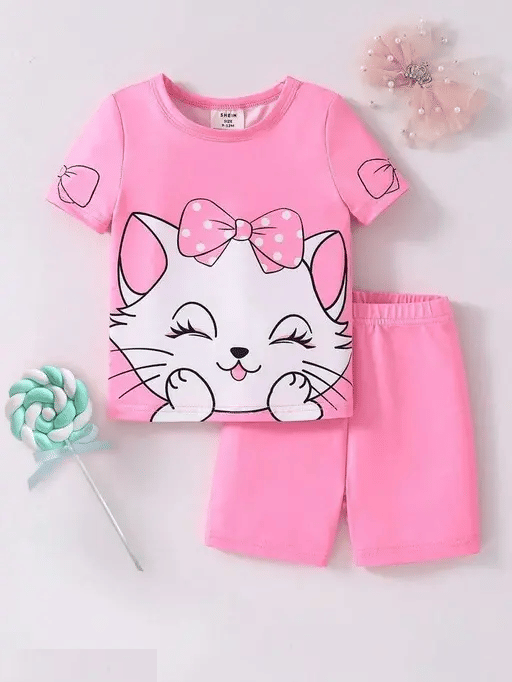 VELION Pack of 1 Baby Girls Cotton Blend Top & Shorts ( Pink )