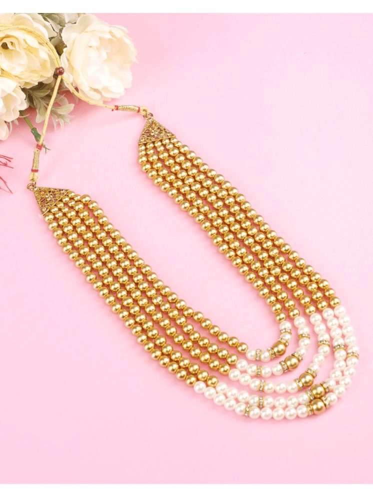 Dulha groom sherwani Necklace/Moti Mala for Men for wedding | Groom Mala and Brooch Set - Jewellery Sets | Buy online on ZillyBuy