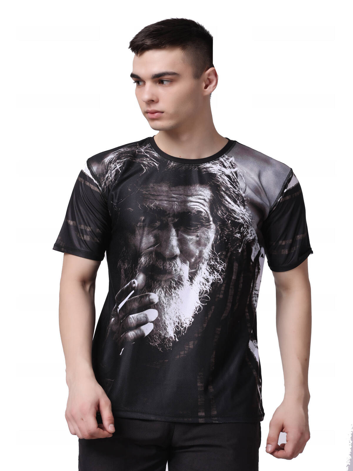     			yellow tree Polyester Regular Fit Printed Half Sleeves Men's Round T-Shirt - Black ( Pack of 1 )