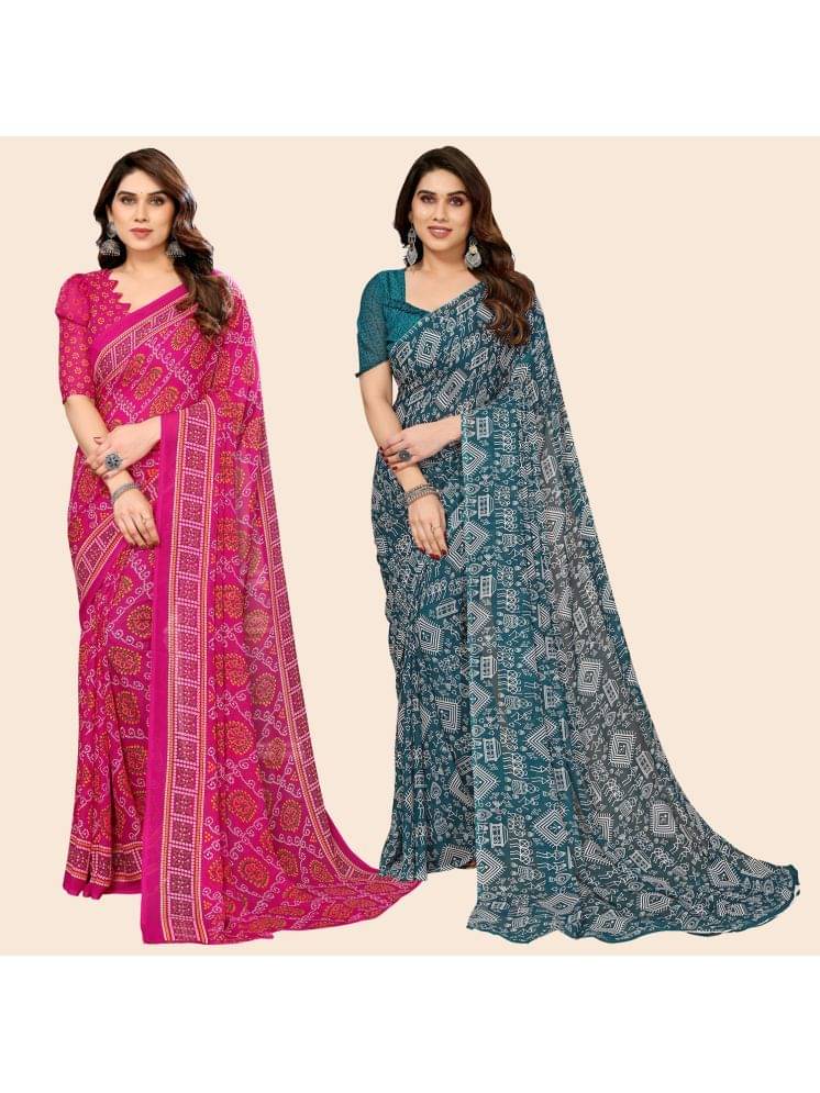     			ANAND SAREES Georgette Printed Saree With Unstitched Blouse Piece ( Multicolour )