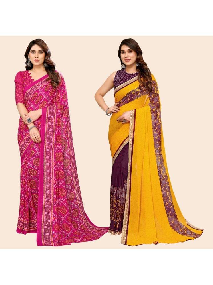 ANAND SAREES Georgette Printed Saree With Unstitched Blouse Piece ( Multicolour ) ANAND SAREES Georgette Printed Saree With Unstitched Blouse Piece ( Multicolour )