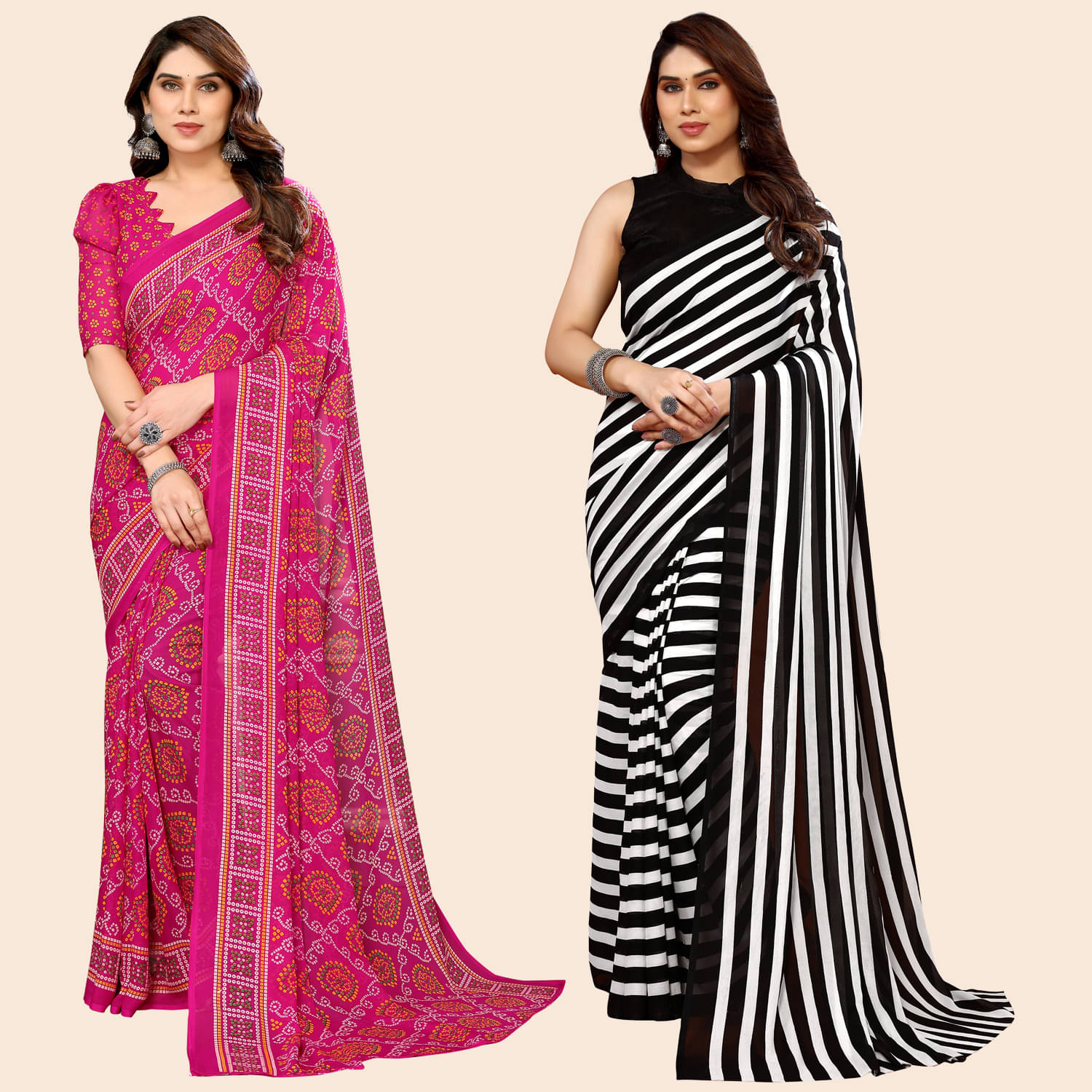 ANAND SAREES Georgette Printed Saree With Unstitched Blouse Piece ( Multicolour )     			ANAND SAREES Georgette Printed Saree With Unstitched Blouse Piece ( Multicolour )