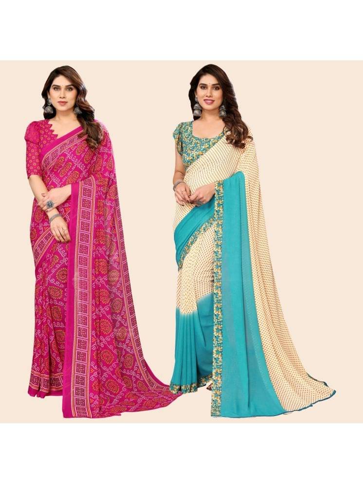 ANAND SAREES Georgette Printed Saree With Unstitched Blouse Piece ( Multicolour ) ANAND SAREES Georgette Printed Saree With Unstitched Blouse Piece ( Multicolour )