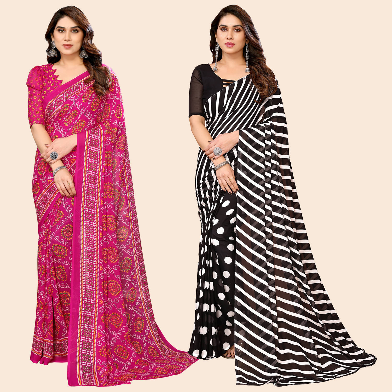     			ANAND SAREES Georgette Printed Saree With Unstitched Blouse Piece ( Multicolour )