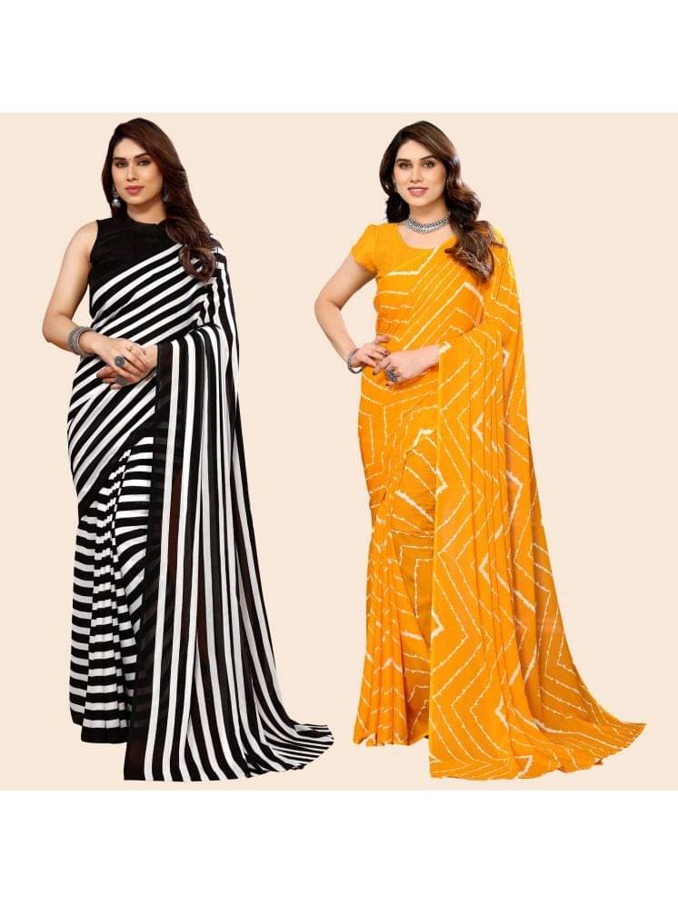     			ANAND SAREES Georgette Striped Saree With Unstitched Blouse Piece ( Multicolour )