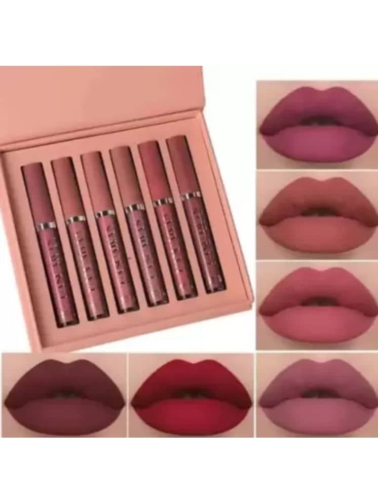 BLUSHIS Waterproof Multi Matte Smudgeproof Lipstick (Pack of 6)