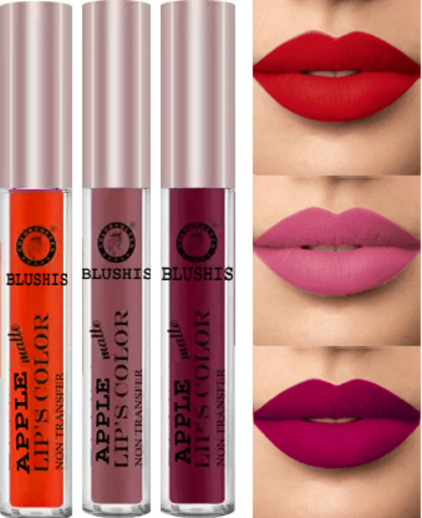     			BLUSHIS Smudge Proof Multicolor Matte Lipstick (Pack of 3)