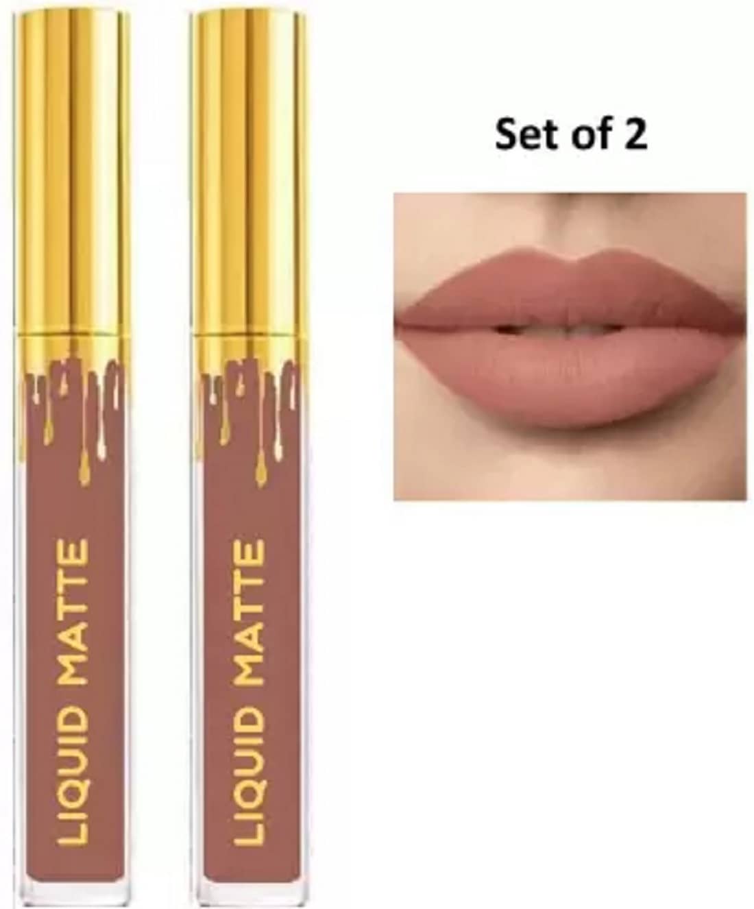 BLUSHIS Waterproof Nude Matte Lipstick (Pack of 2)