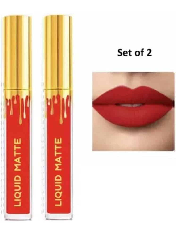     			BLUSHIS Highly pigmented Non-Transfer & Waterproof Red Liquid Lipstick for Women (Pack of 2)