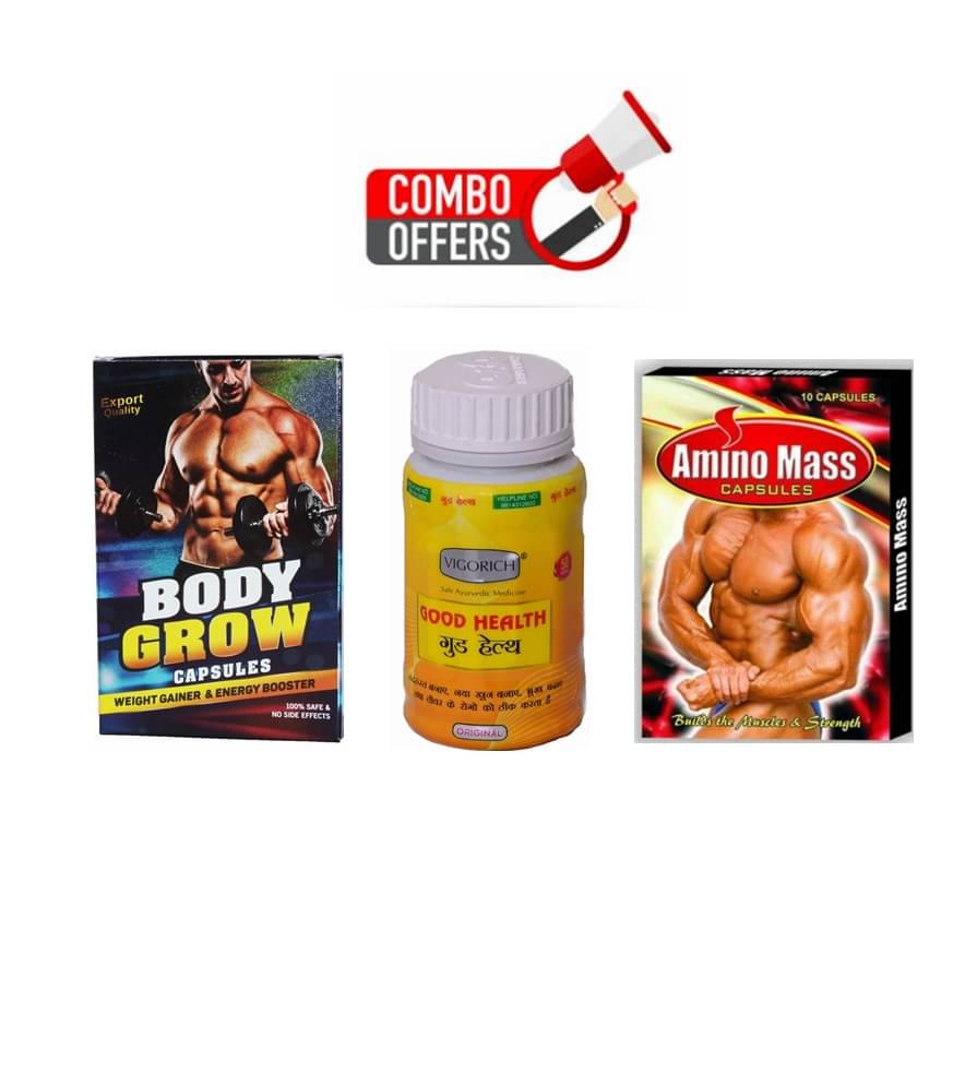 Dr Chopra Body Grow Cap10 & G&G Good Health50 no.s & Amino Mass Cap 10 no.s Unflavoured Single Pack Dr Chopra Body Grow Cap10 & G&G Good Health50 no.s & Amino Mass Cap 10 no.s Unflavoured Single Pack