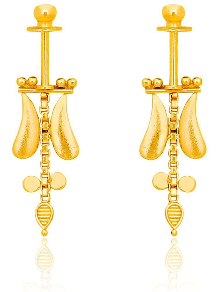     			Drashti Collection Golden Danglers Earrings ( Pack of 1 )