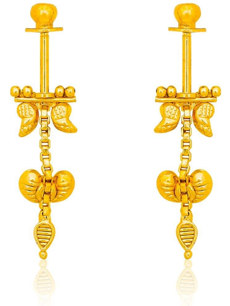     			Drashti Collection Golden Drop Earrings ( Pack of 1 )