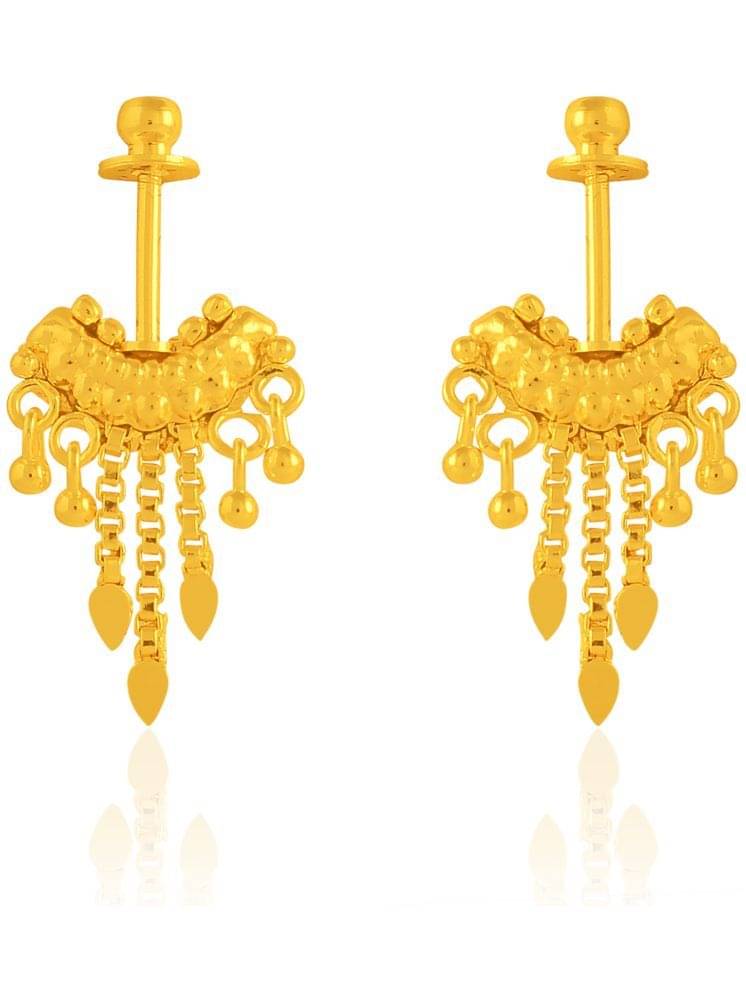     			Drashti Collection Golden Drop Earrings ( Pack of 1 )