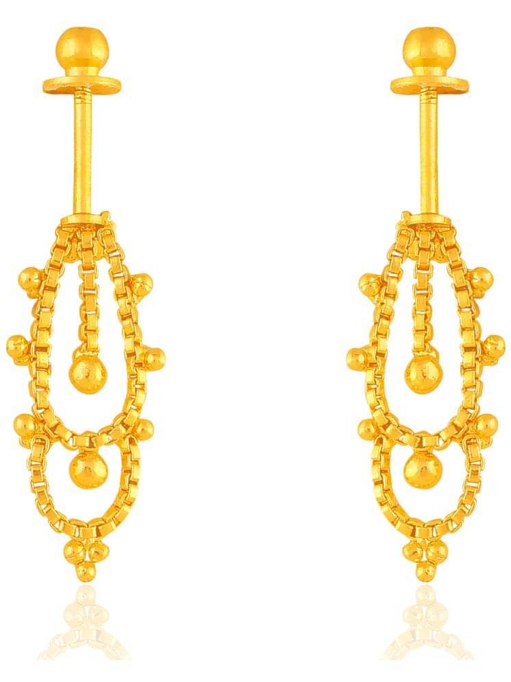     			Drashti Collection Golden Drop Earrings ( Pack of 1 )